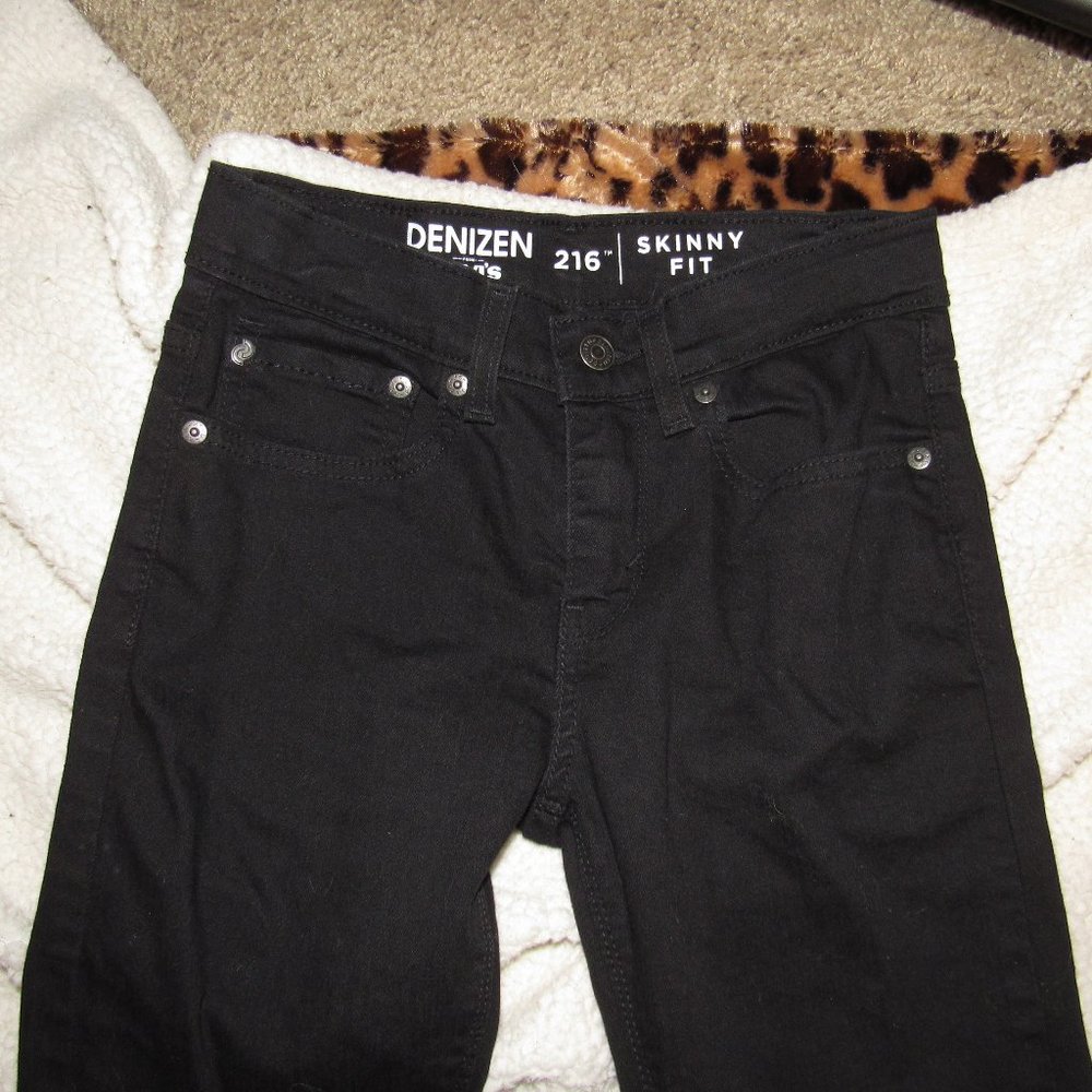 Denizen from Levi's 216 Skinny Fit Adjustable Waist Black Boys Jeans Size 12 Reg